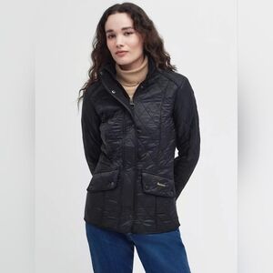 Barbour Cavalry Polarquilt Quilted Jacket Black Womens Size US10